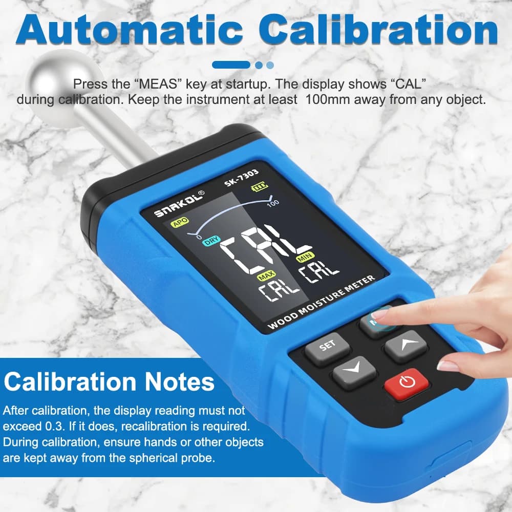 Pinless Moisture Meter | Ball Probe & Color LCD | Wood, Drywall, Concrete Analyzer - Thumbnail 3