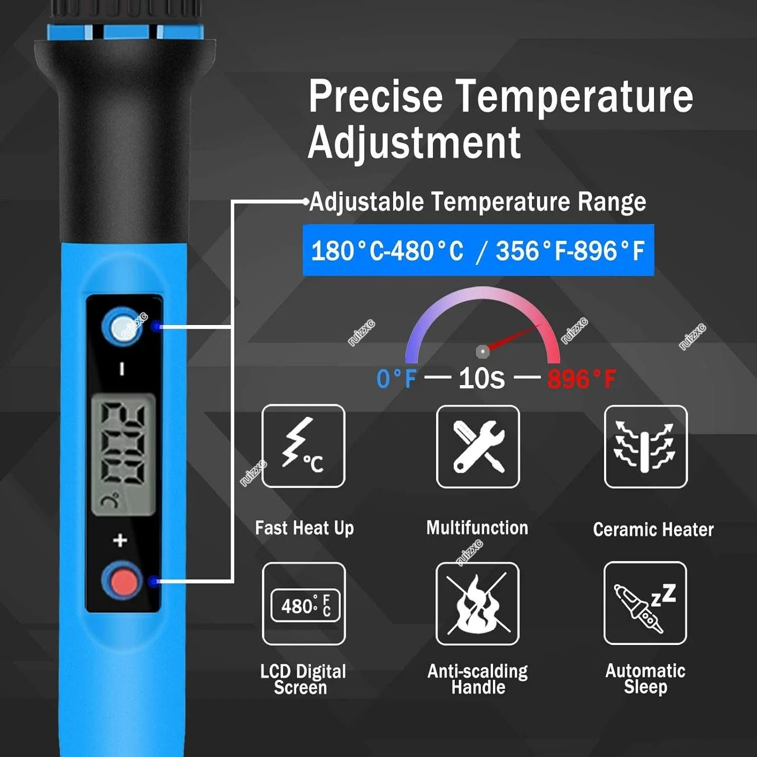 80W Soldering Iron Kit | Adjustable Temperature Control | Precision Repair Tool - Thumbnail 3
