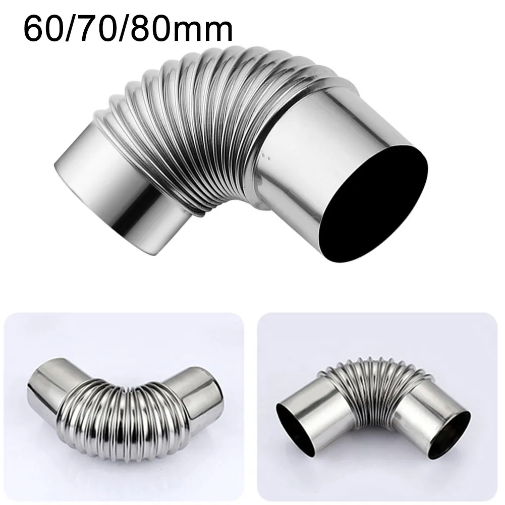 90-Degree Chimney Elbow | Heavy-Duty Stainless Steel | 60mm, 70mm, 80mm Flue Pipe for Wood Stoves - Thumbnail 2