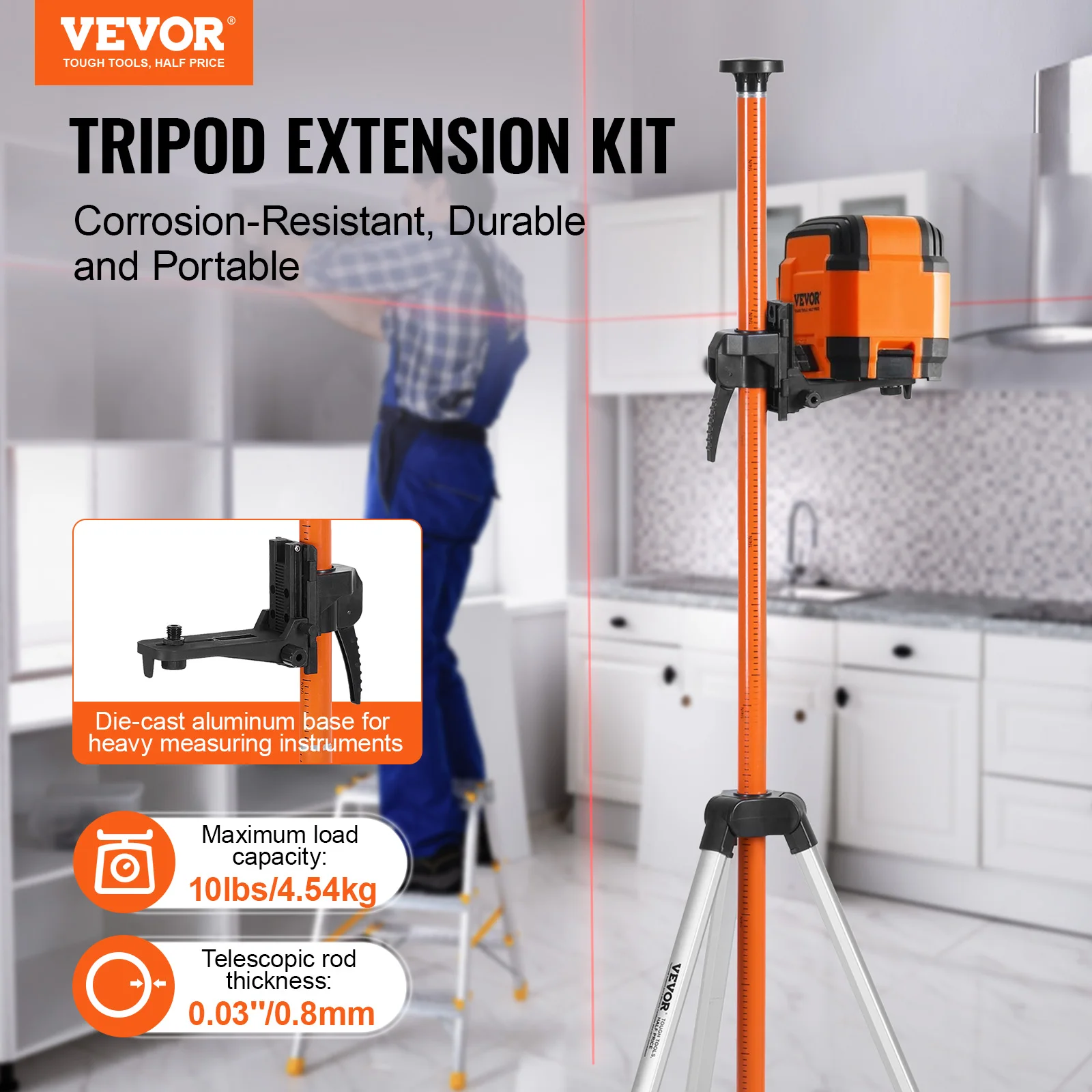 Laser Level Tripod | 1/4 Thread Mount | Professional Survey Stand - Thumbnail 2