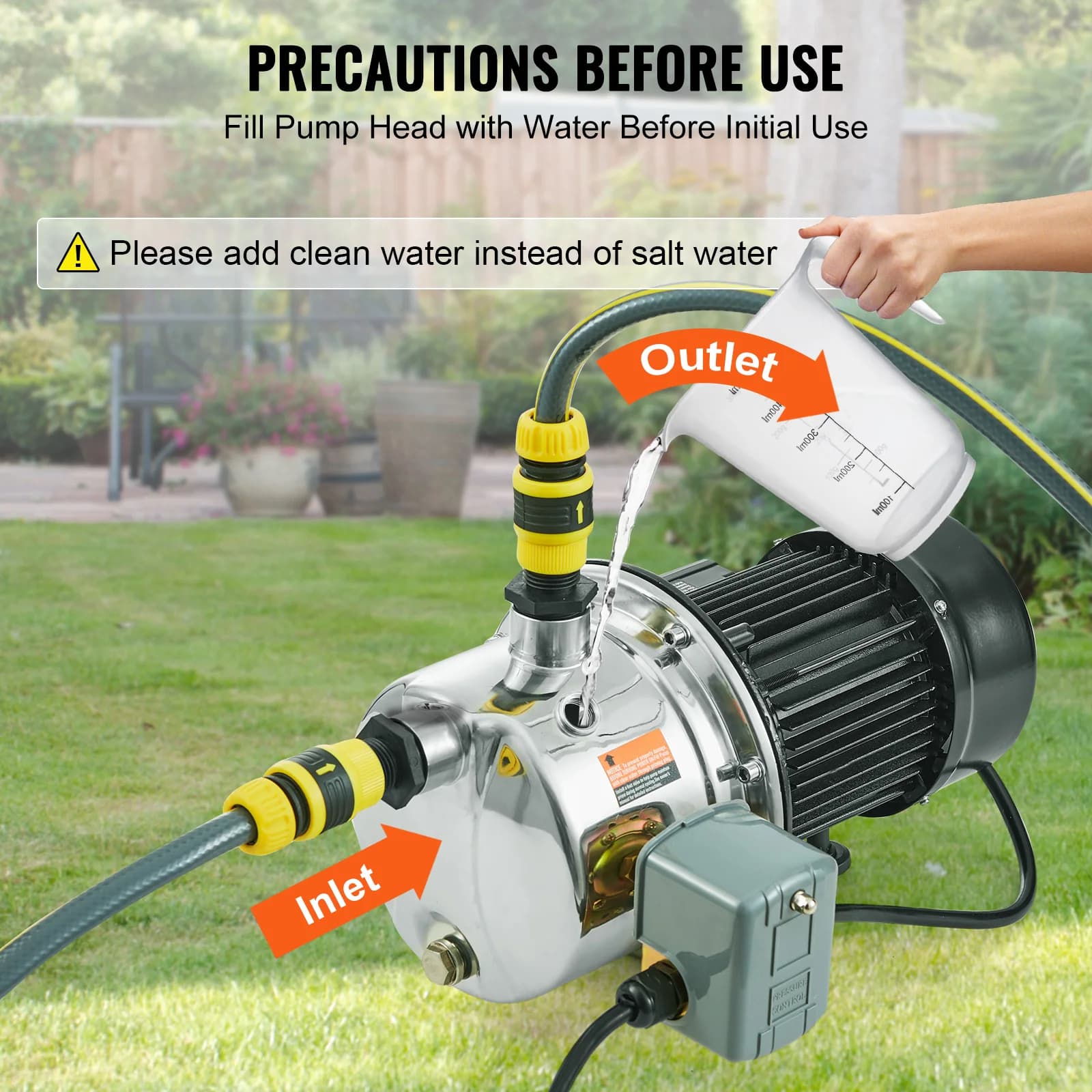 Shallow Well Jet Pump | 115V Cast Iron/Stainless Steel | Agricultural Garden Irrigation System - Thumbnail 4