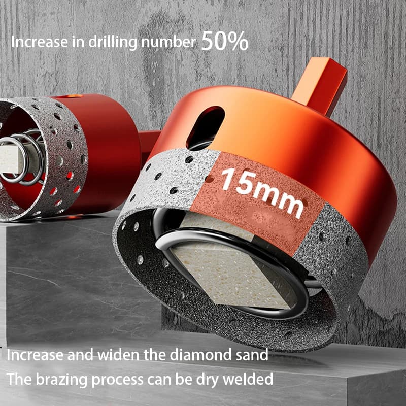Diamond Brazed Core Dry Drill Bit for Porcelain Tiles Marble Glass Crowns Drill Granite Hole Saw Hole Cutter Tools - Thumbnail 4