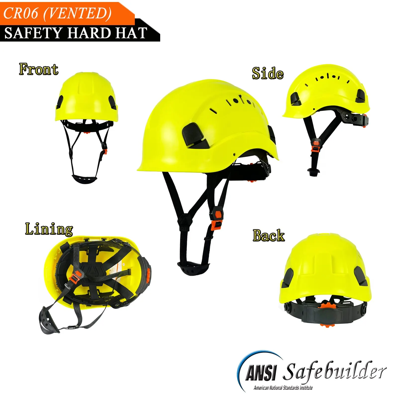 Safety Hard Hat | Adjustable Ratchet for Men & Women | Slotted Industrial Work Helmet - Thumbnail 2