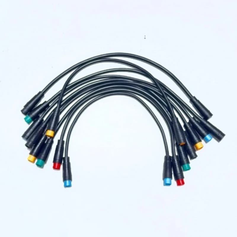 M8 2 to 6 pin waterproof electric bicycle connector plug for ebike display cables, male and female options with 20CM length.