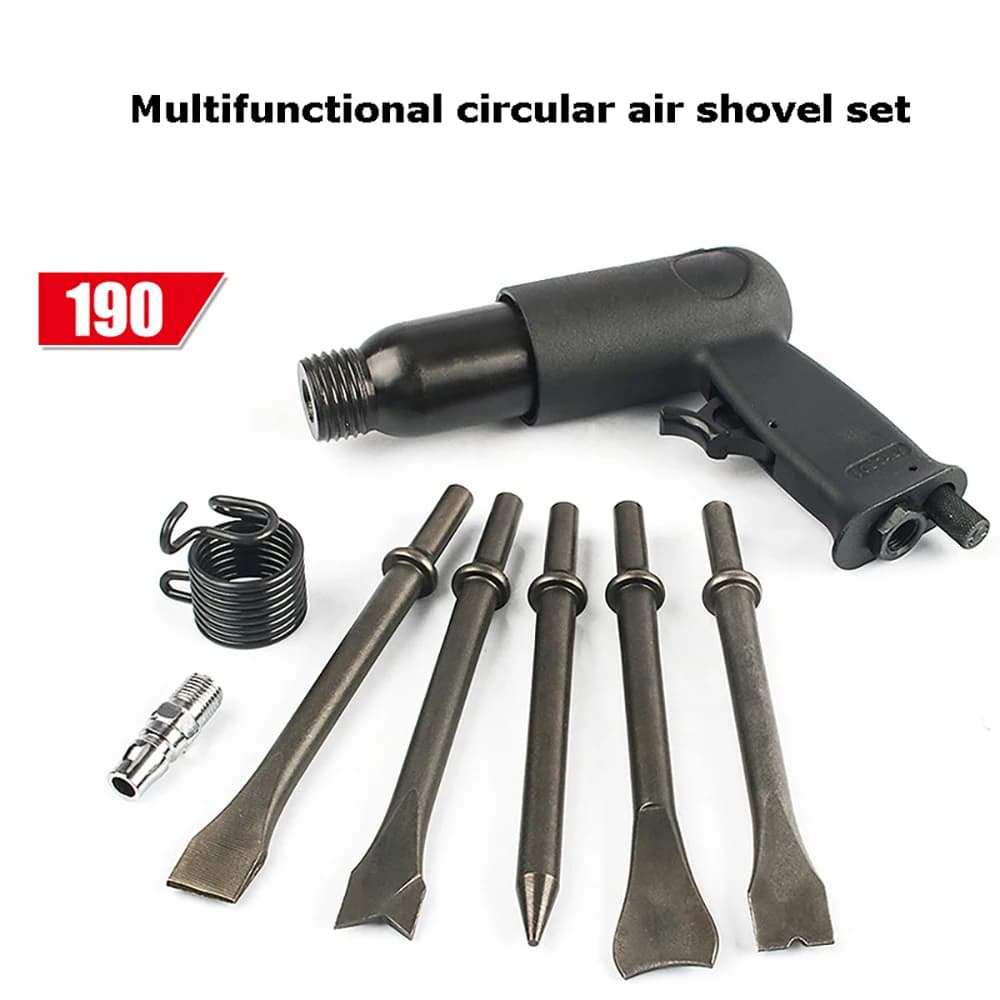 Pneumatic Air Hammer & Chisel Set | 150mm & 190mm Tools | Industrial-Grade Demolition Kit - Thumbnail 4