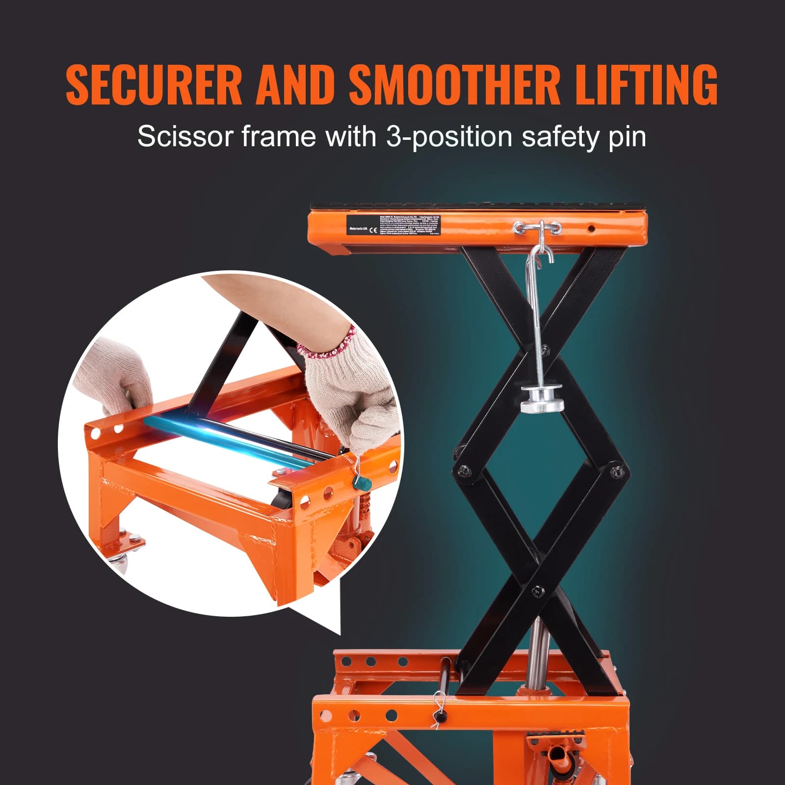Hydraulic Motorcycle Lift | 350 lb Capacity | Foot-Operated Scissor Jack for Dirt Bikes - Thumbnail 4