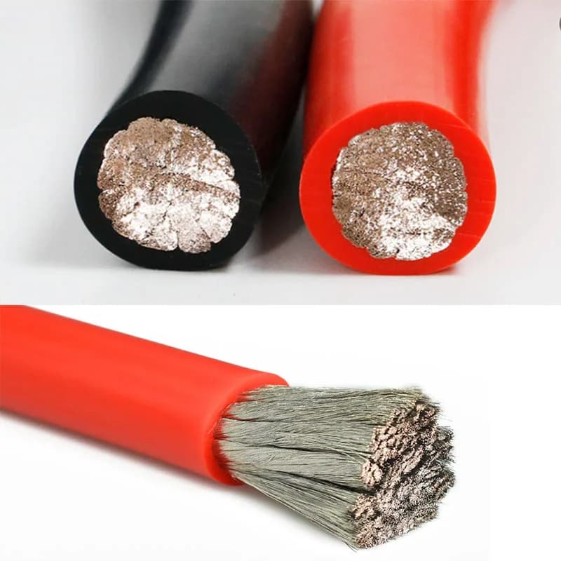 Super-Soft Silicone Wire in multiple AWG sizes from 2 to 16 gauge, featuring red and black heat-resistant stranded copper for RC cars and drones.