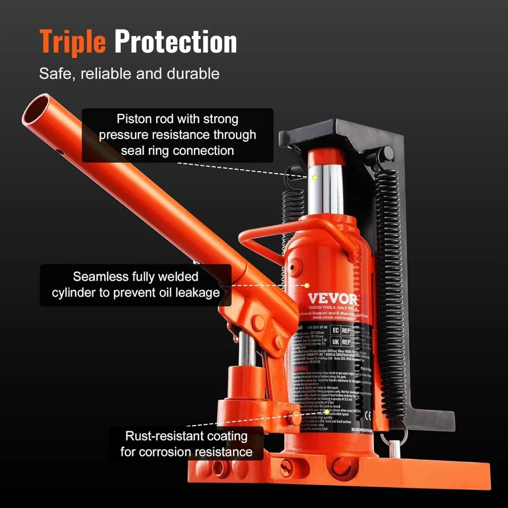 2.5-Ton Hydraulic Toe Jack | 5-Ton Lift Capacity | Heavy-Duty Equipment & Vehicle Service - Thumbnail 5