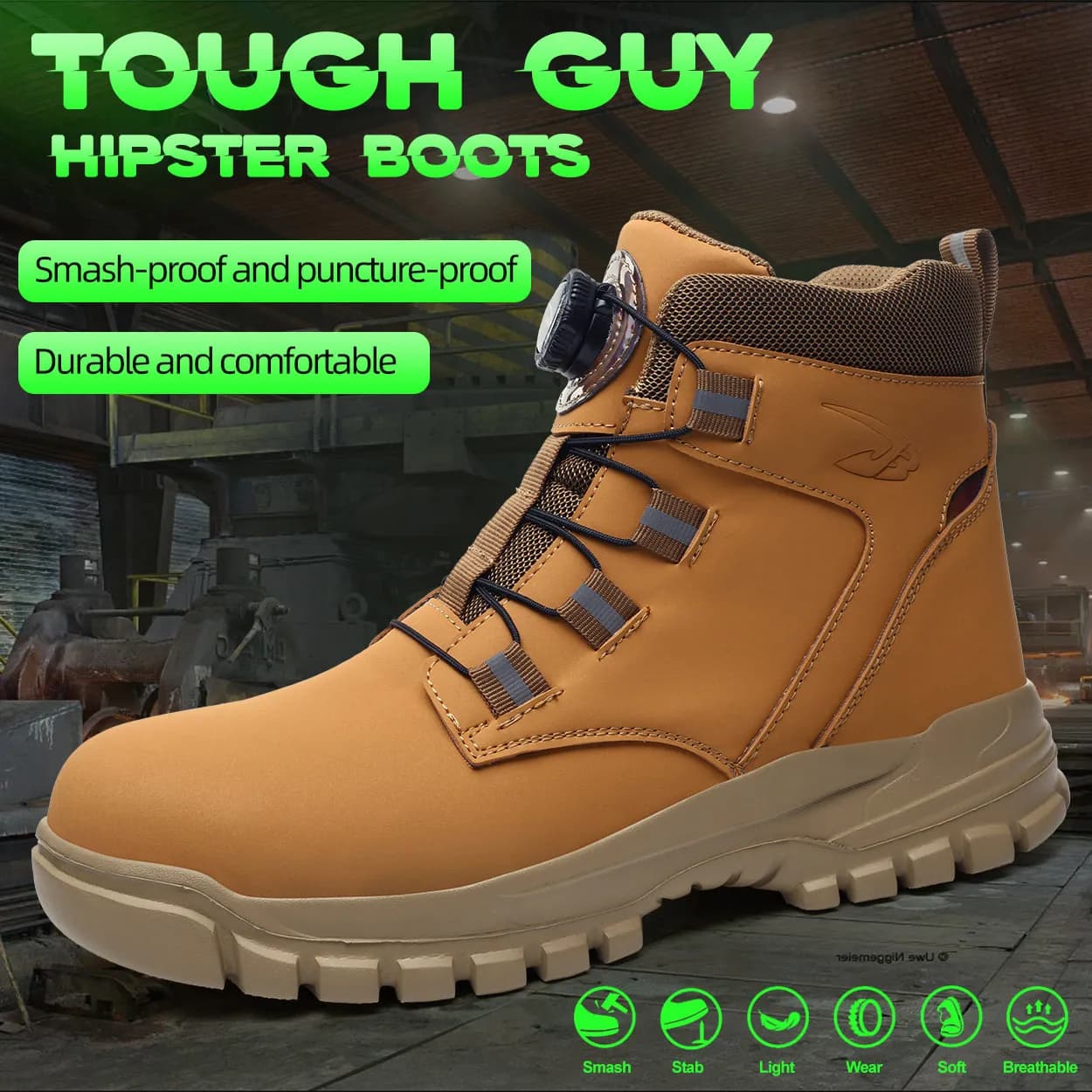 Steel Toe Boots | Anti-Smash & Stab-Resistant | Men's Heavy-Duty Work & Biker Boots - Thumbnail 2