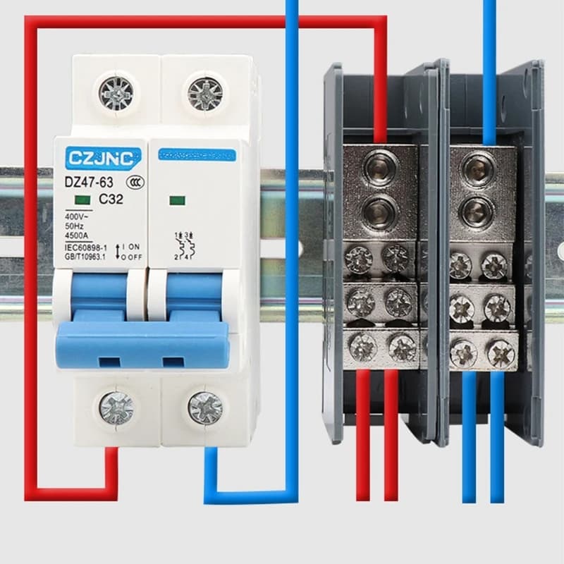 DIN Rail Terminal Block | Multi-Port Brass Junction Box for Electrical Wiring - Thumbnail 6