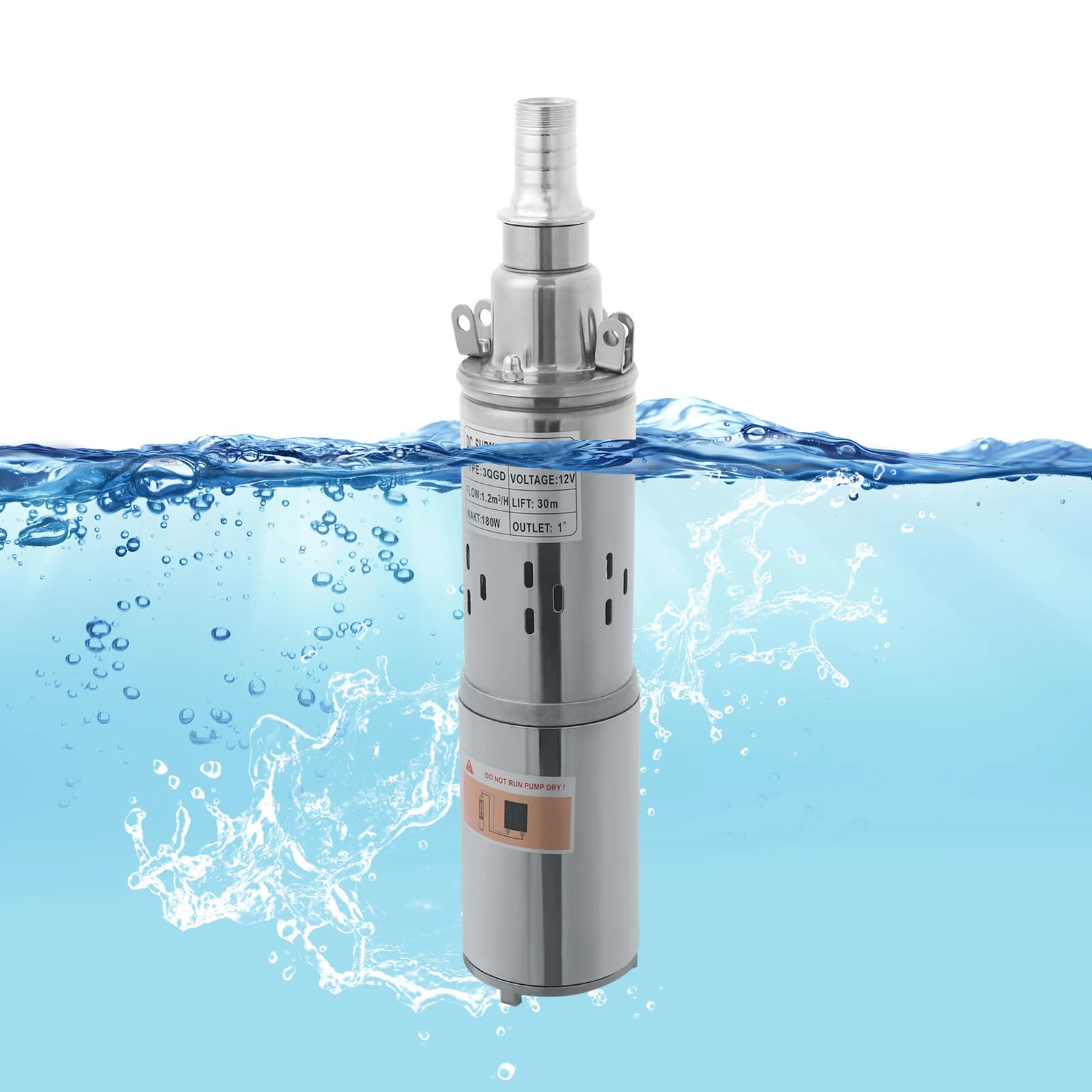 12V Solar Water Pump | 180W Deep Well Submersible | 98ft Lift for Garden & Agriculture - Thumbnail 5