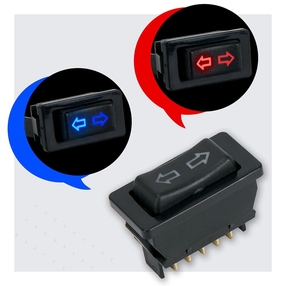 Power Window Switch | 12V 20A 5-Pin | Blue/Red LED Illumination & Wiring Harness - Thumbnail 3