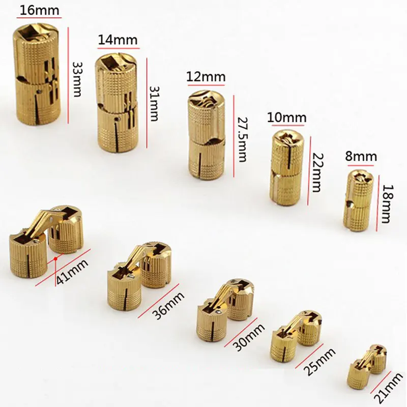 Copper Barrel Hinges | Cylindrical Hidden Mount | Premium Brass Furniture Hardware - Thumbnail 5
