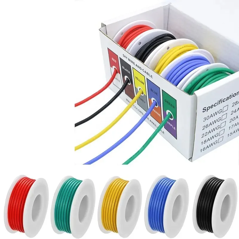 Silicone Wire | 18 AWG Stranded Tinned Copper | 5 Colors, 16.4ft Spools - Thumbnail 3