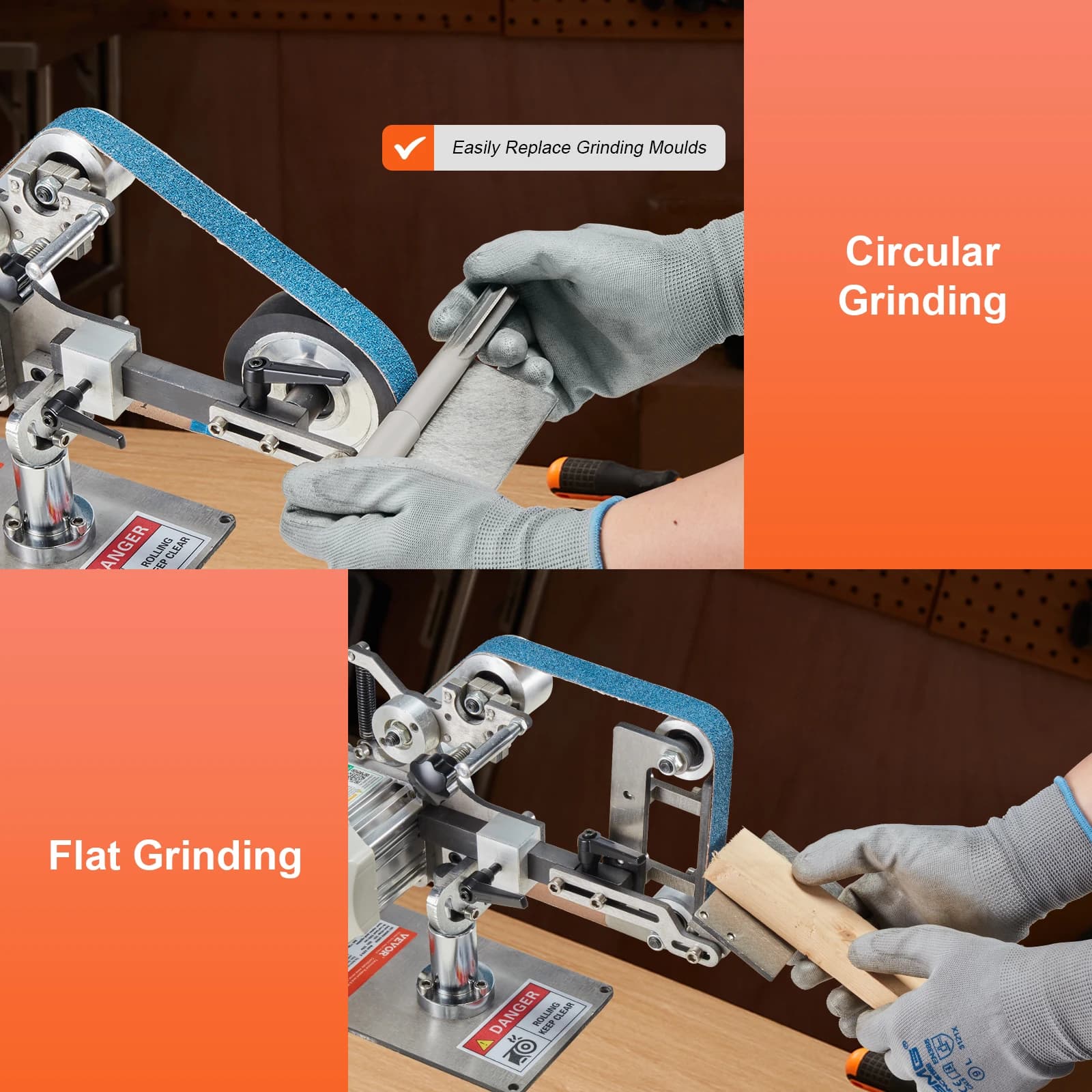 Making Belt Grinder | 30x1 Inch Variable Speed with VFD | 550W Metalworking Polisher - Thumbnail 4