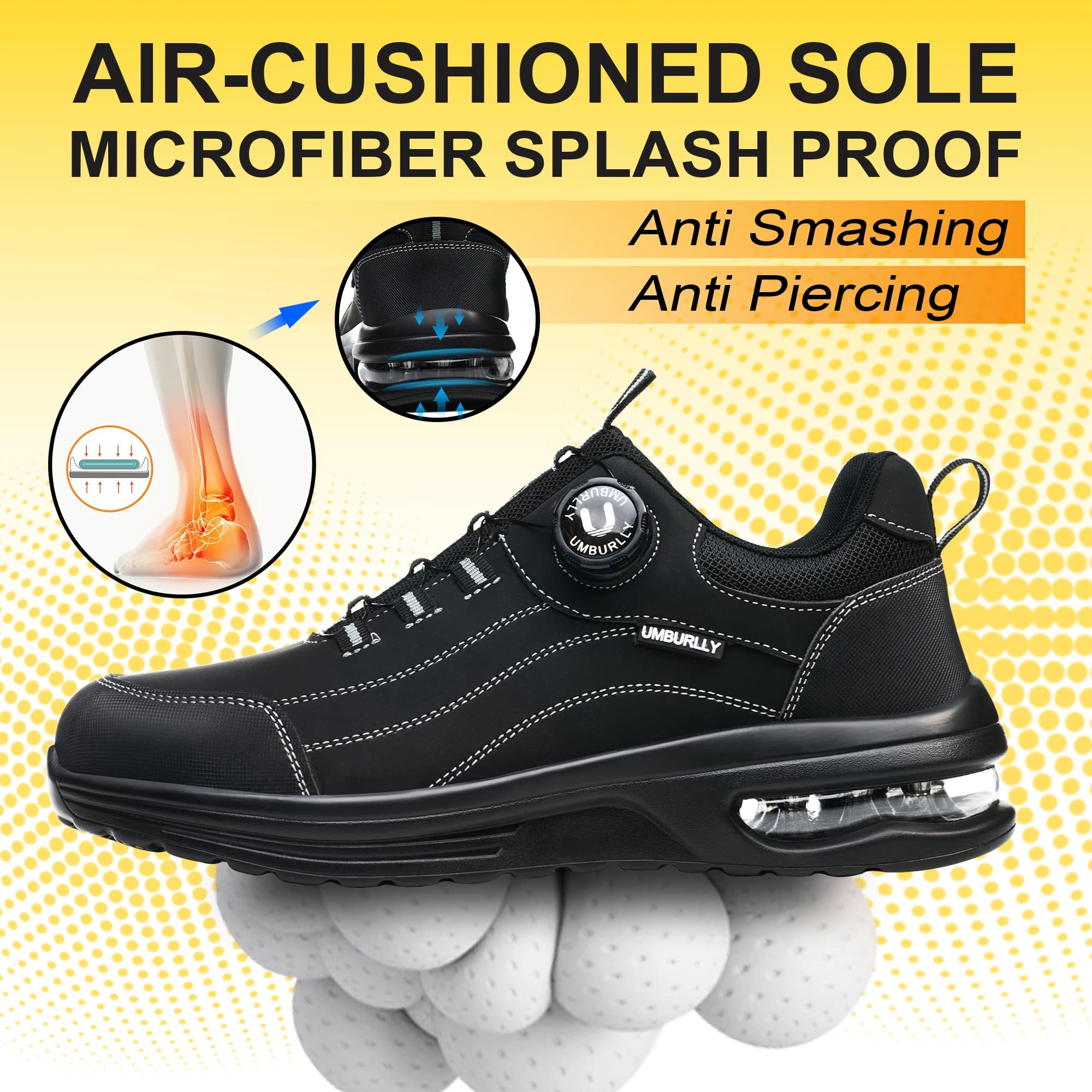 Construction Shoes | Steel Toe Kevlar Midsole & Air Cushion | Men's Safety Work Boots - Thumbnail 6