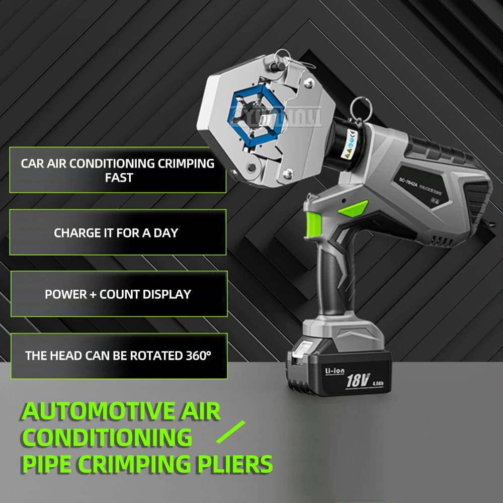 Hydraulic Hose Crimping Tool | Rechargeable Electric Crimper for AC & Refrigeration Repair - Thumbnail 6