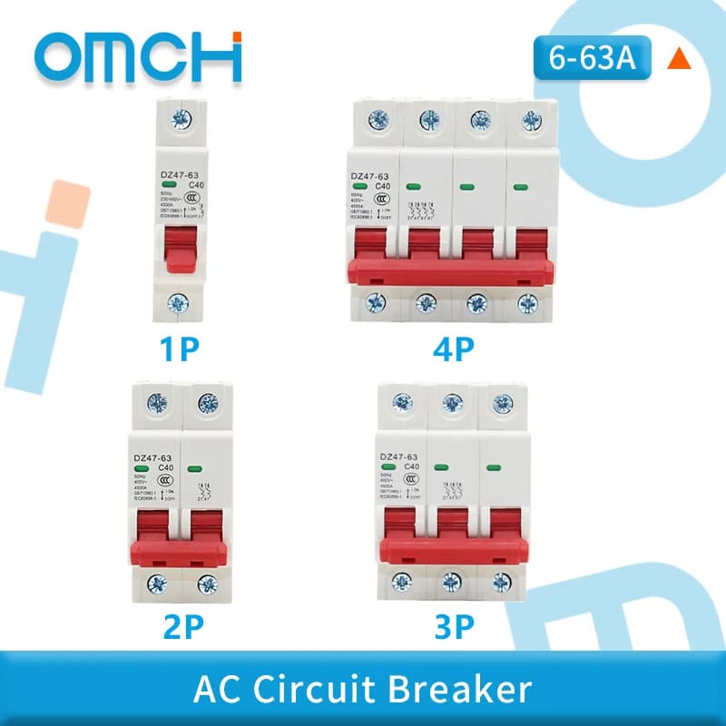 DZ47-63 DIN Rail Circuit Breaker | 1-4 Pole MCB | 6A-63A | 400V AC for Home Electrical Protection - Thumbnail 2