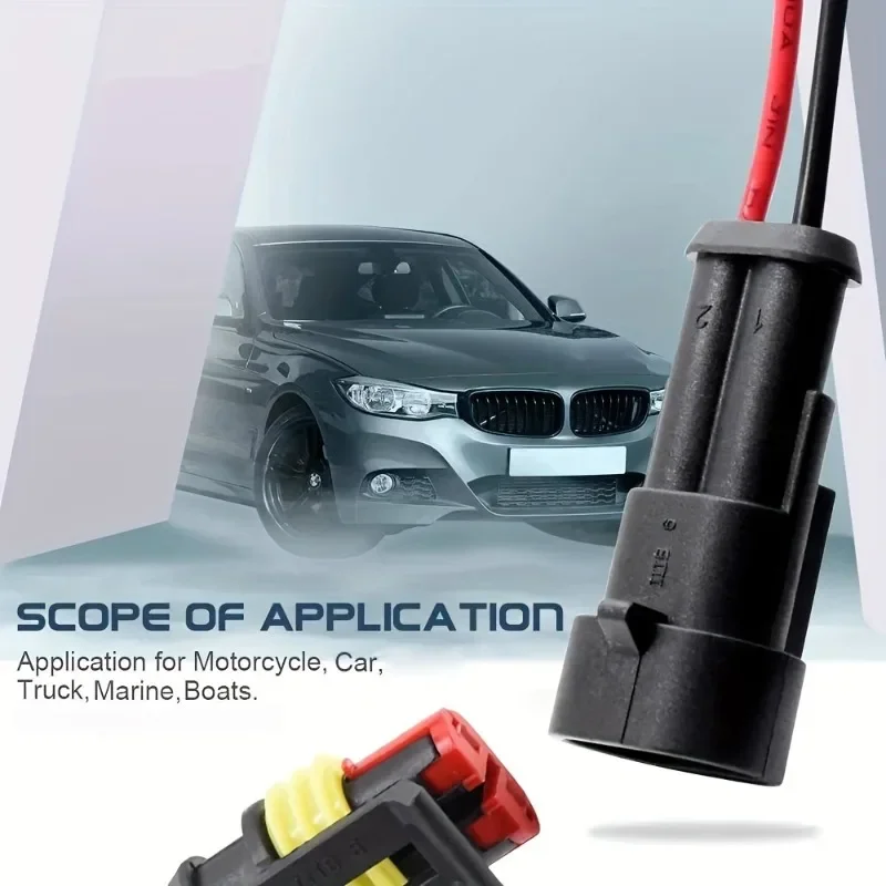2-Pin Waterproof Electrical Connector | Automotive & Marine Grade | Sealed Wire Plug Kit - Thumbnail 3