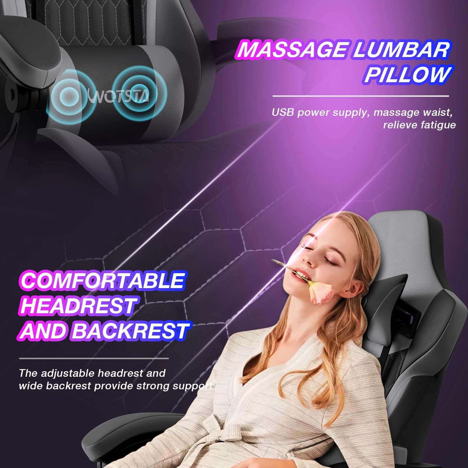 PVC Leather Gaming Chair | Adjustable Headrest & Footrest | Ergonomic Gamer Chair for Long Sessions - Thumbnail 6