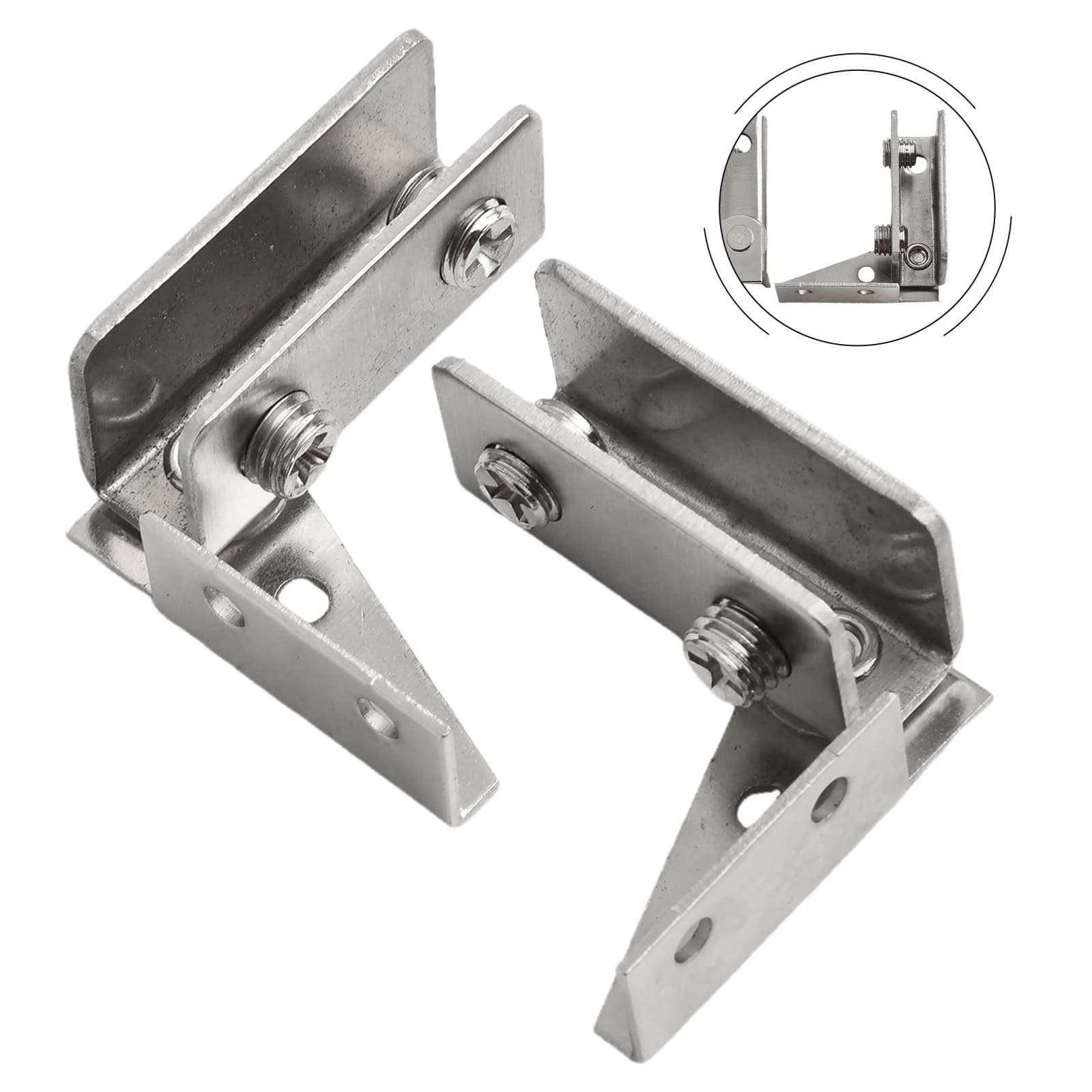 Glass Door Hinge | Non-Porous Stainless Steel | Display Cabinet Touch Hardware 43.540mm - Thumbnail 2