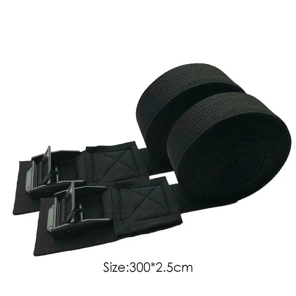 2-Pack Ratchet Strap Set | 3m x 2.5cm Tie-Downs | Metal Buckle Lashing - Thumbnail 3