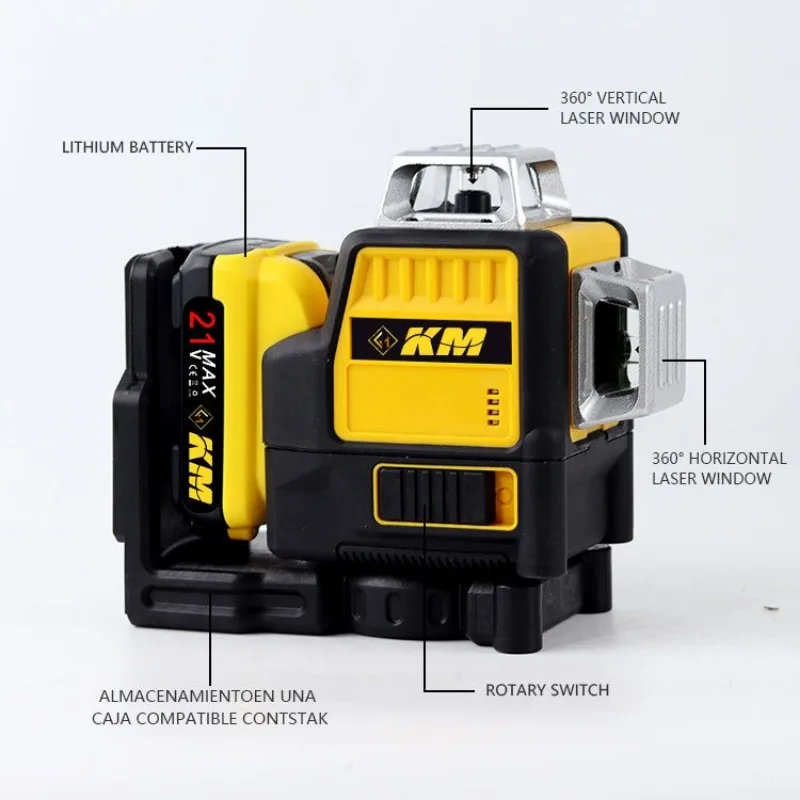 Laser Level | 360° High-Precision Self-Leveling | 12V Professional Grade - Thumbnail 4