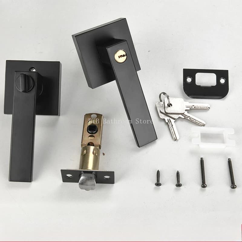 Channel Privacy Door Handle Lock | Black Interior Mask | For Bedroom, Bathroom & Home Security - Thumbnail 2