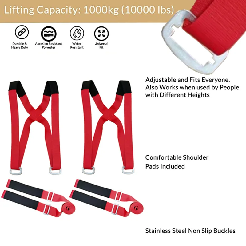 Furniture Moving Straps | Heavy-Duty Lifting & Transport System | Ergonomic Shoulder Support - Thumbnail 2