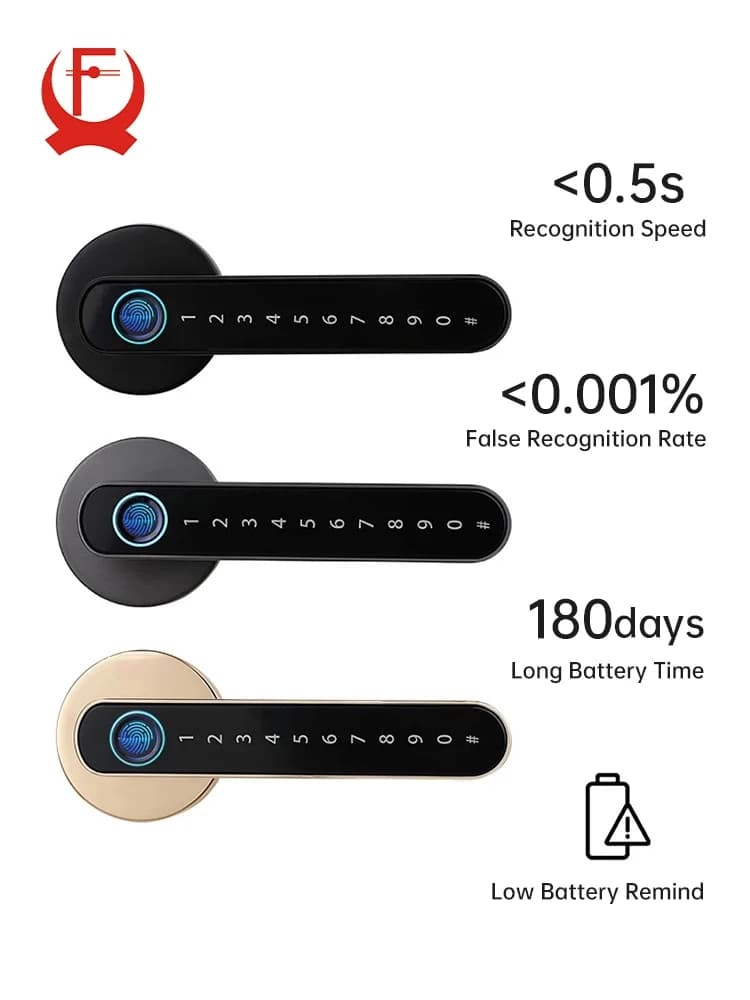Fingerprint Door Lock | Biometric & Keyless Entry | High-Security Black Finish - Thumbnail 3