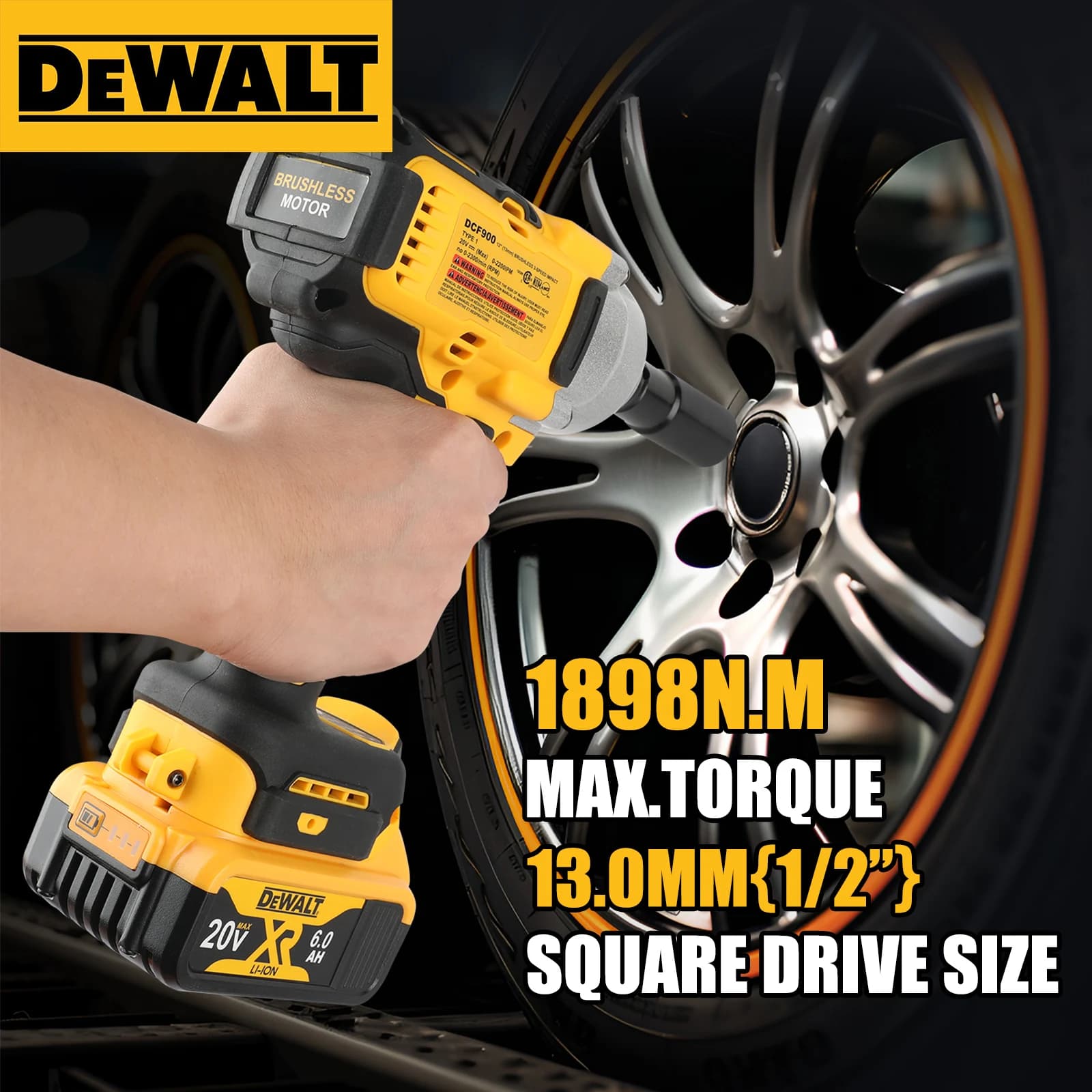 DeWALT 20V MAX XR Brushless Impact Wrench | 1,898 Nm Max Torque | Heavy-Duty Professional Power Tool - Thumbnail 3