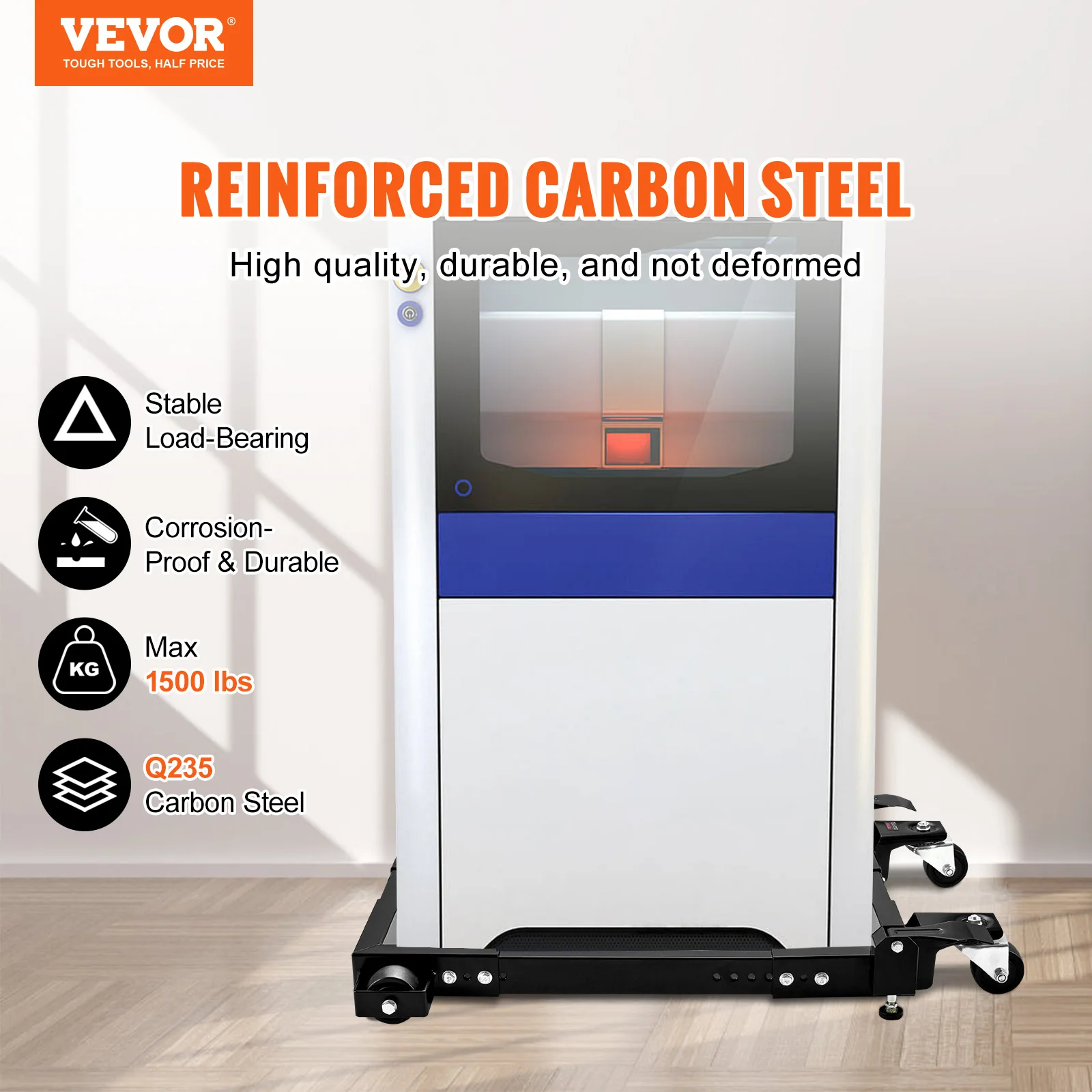 Heavy-Duty Appliance Stand | 1500 lb Capacity | Adjustable Base with Locking Swivel Wheels for Washer, Dryer & Refrigerator - Thumbnail 3