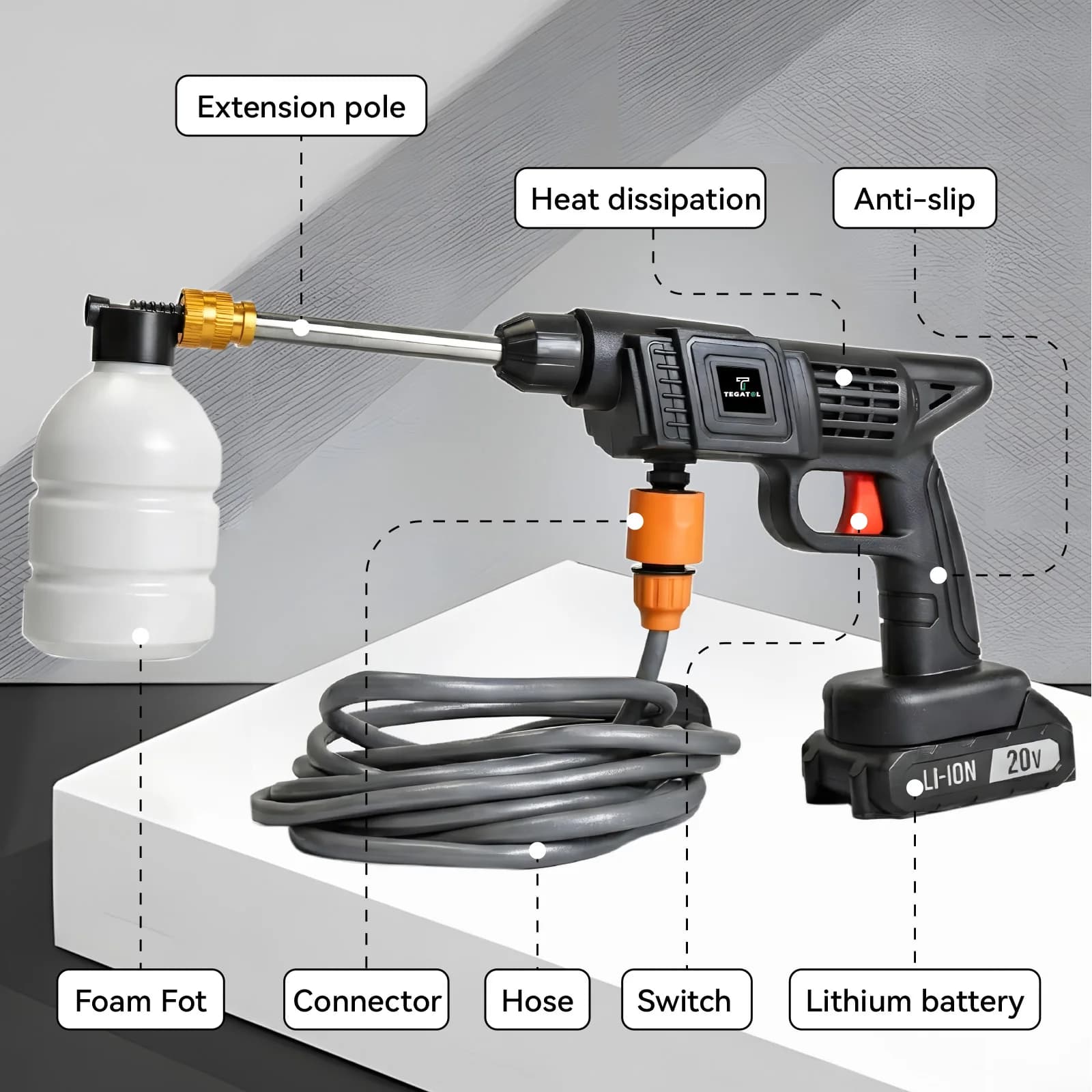 Cordless Electric Pressure Washer | 20V Lithium Battery Powered | Compatible with Makita Tools - Thumbnail 4