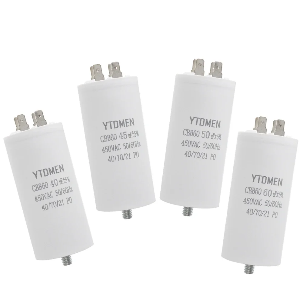 CBB60 Motor Capacitors with Screw Double Insert 450V AC Starting Capacitor 4uF~60uF capacitance for Air Compressor Water Pump - Thumbnail 4