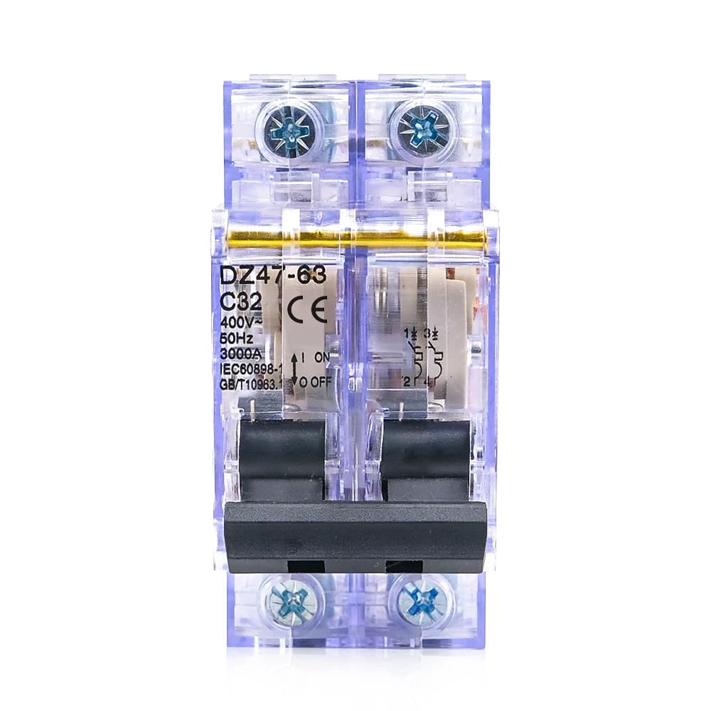 2-Pole Circuit Breaker | 16A-63A DIN Rail Mount | 230V/400V Overload Protection - Thumbnail 5
