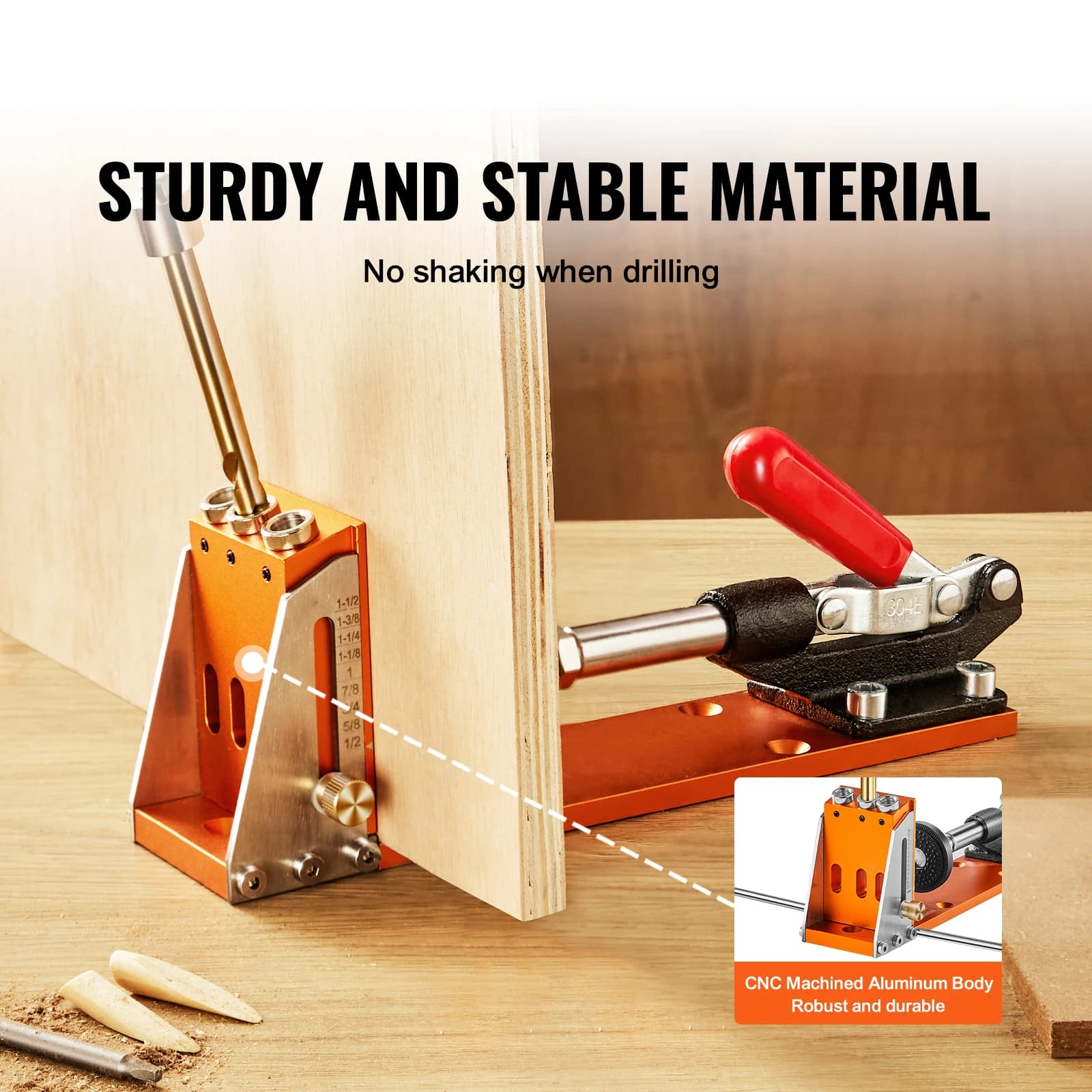 Pocket Hole Jig Kit | 30-Piece System with Adjustable Guide & Step Drills - Thumbnail 3