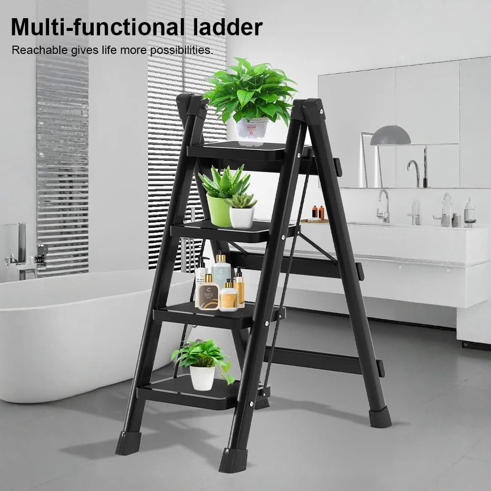 2/3/4 Step Folding Ladder | Heavy-Duty with Wide Anti-Slip Pedal | Multi-Use Hocker for Indoor & Outdoor - Thumbnail 4