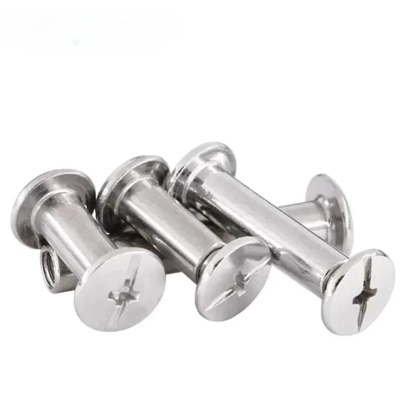 Ten sets of M3 and M4 304 stainless steel binding Chicago screws for assembling leather bags, photo albums, books, and other butt-joint projects.