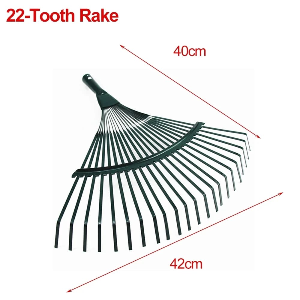 22-Tooth Garden Hay Rake | Farming & Deciduous Leaf Tool | Home Garden Ripper Without Handle - Thumbnail 5