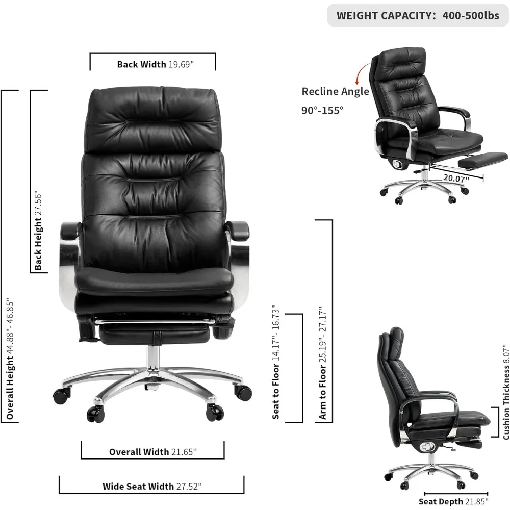 Massage Office Chair | Full Recline & Ventilation | Executive Ergonomic Management with Footrest - Thumbnail 3