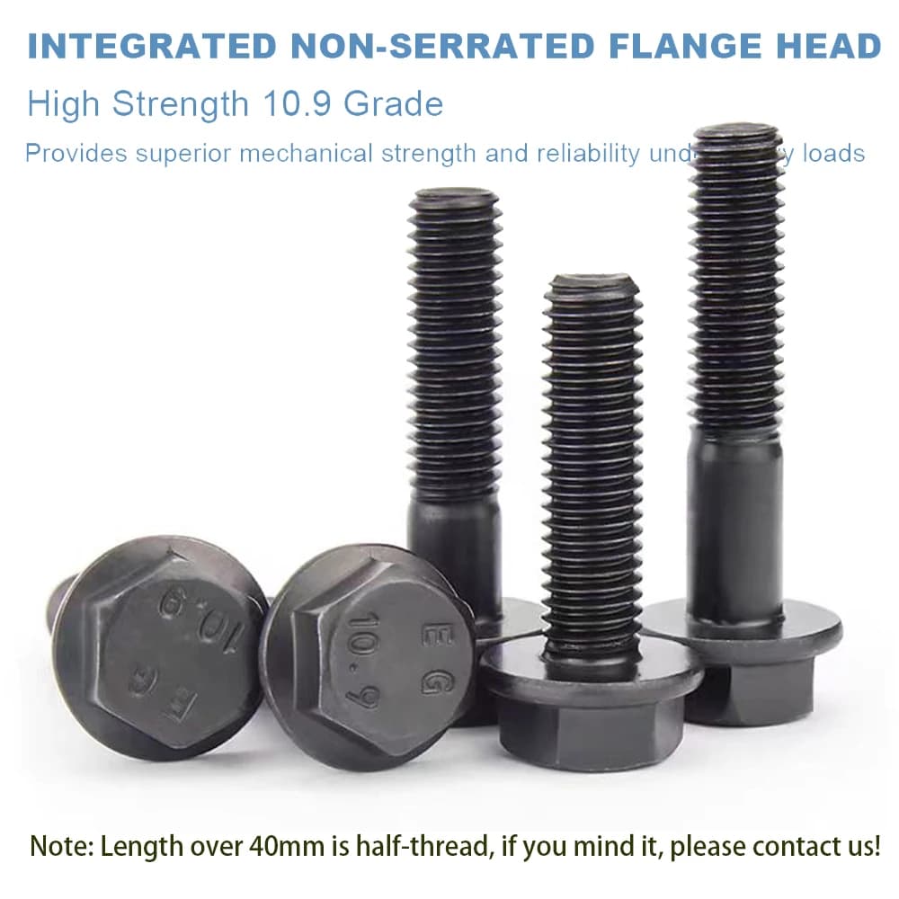 M8 M10 M12 Flange Bolts | 10.9 Grade Alloy Steel | Hexagon Head Non-Serrated - Thumbnail 3