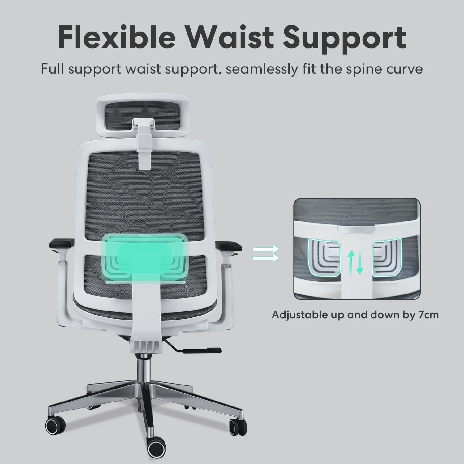 Back Mesh Office Chair | Ergonomic Rocking & Swivel Design | Rolling Desk Chair with Lumbar Support Pillow - Thumbnail 5
