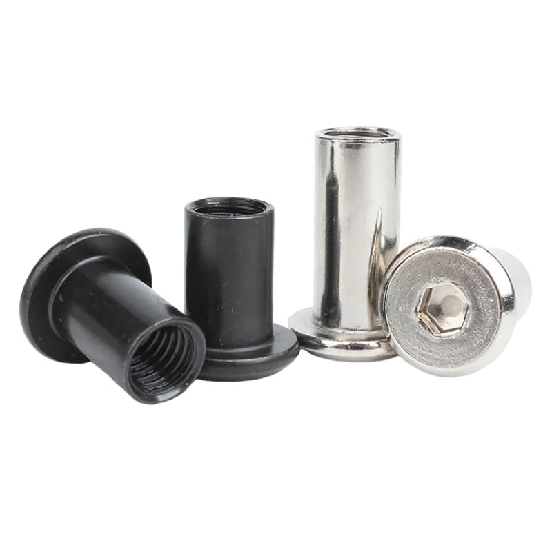 Heavy-Duty Furniture Rivet Nuts | M6 M8 Carbon Steel Nickel Plated | Large Flat Hex Socket - Thumbnail 5