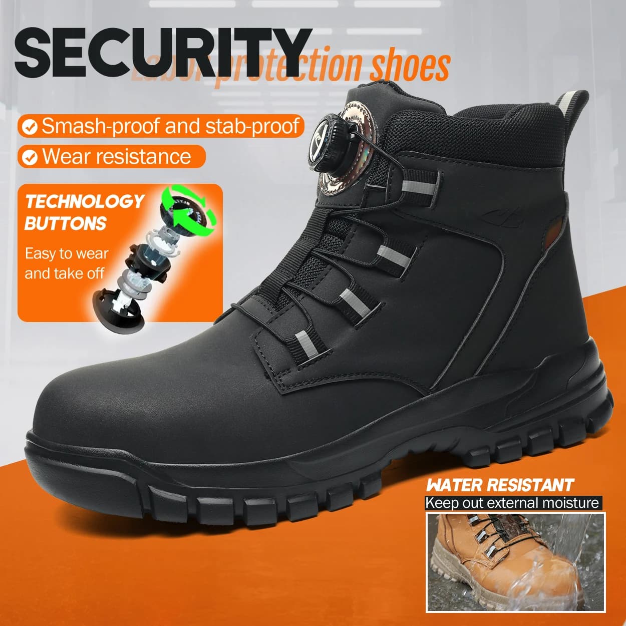 Steel Toe Boots | Anti-Smash & Stab-Resistant | Men's Heavy-Duty Work & Biker Boots - Thumbnail 3