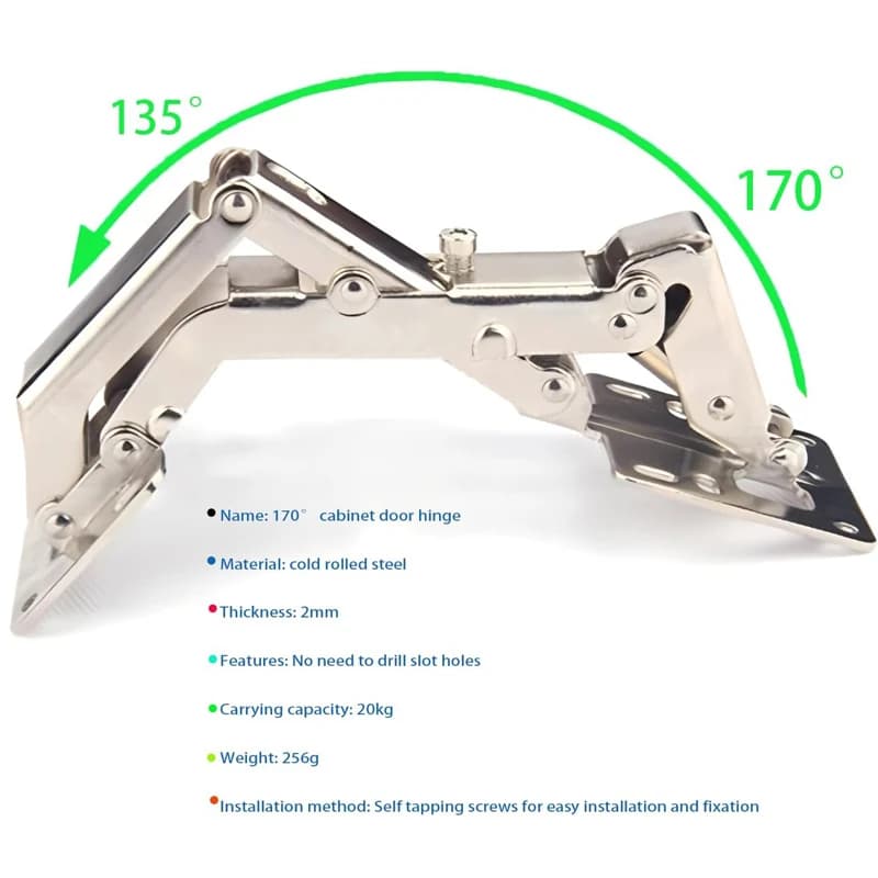 Soft Close Cabinet Hinges | 130-170 Degree Adjustable Steel | Kitchen Cupboard Hardware - Thumbnail 3
