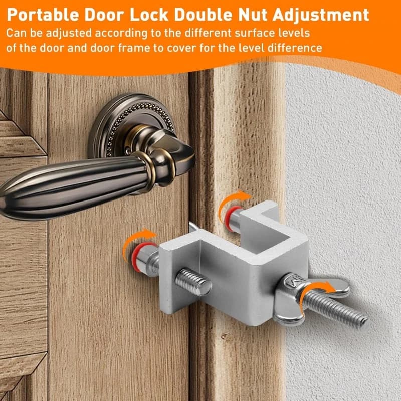 Door Lock for Travel | Dual Nut Adjustment | Hotel & Home Self-Defense Security - Thumbnail 2