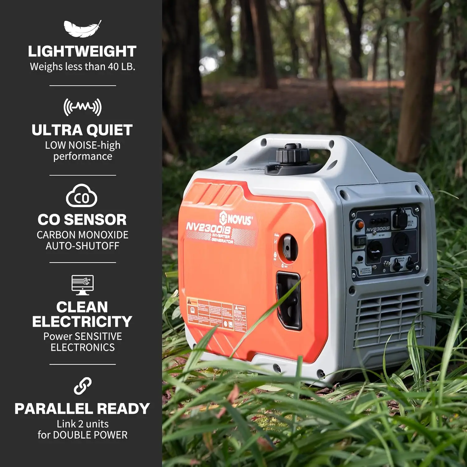 Ultra-Quiet 2300W Portable Inverter Generator | CO Shield Technology | For Home Backup & Outdoor Power - Thumbnail 6