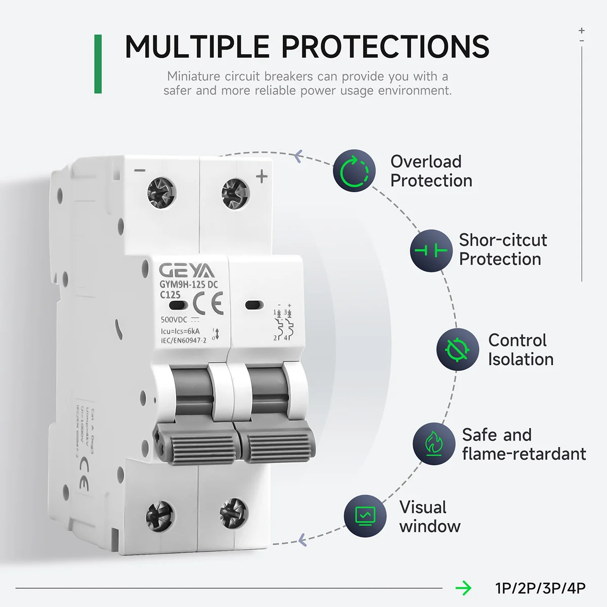 Miniature Circuit Breaker | 125A Overload & Short-Circuit Protection | 1P-4P Pole Options - Thumbnail 4