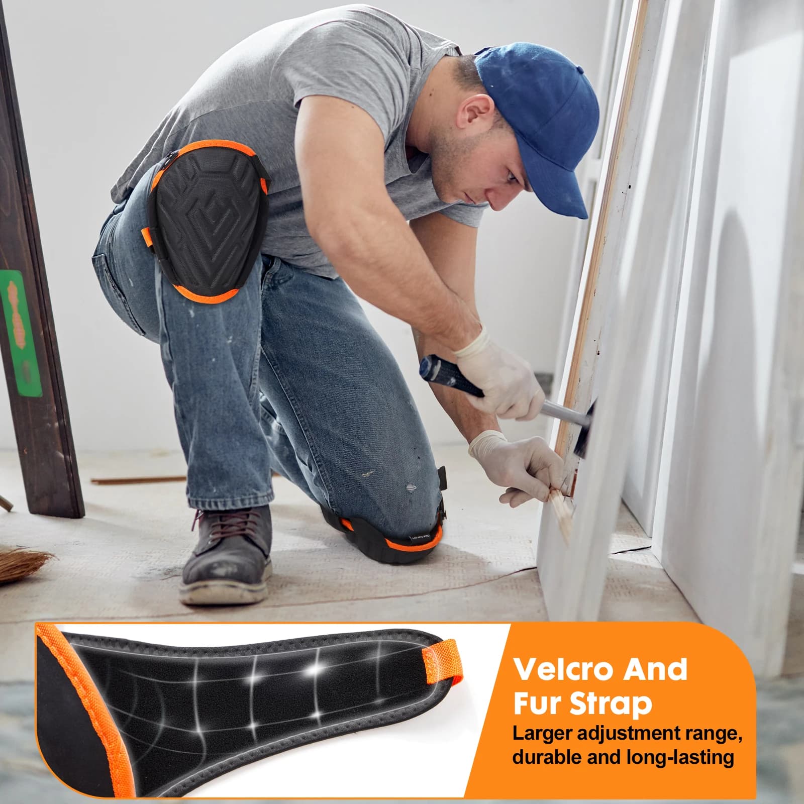 Knee Pads with Gel Cushioning | Heavy-Duty Work Protection for Construction & Carpentry - Thumbnail 7