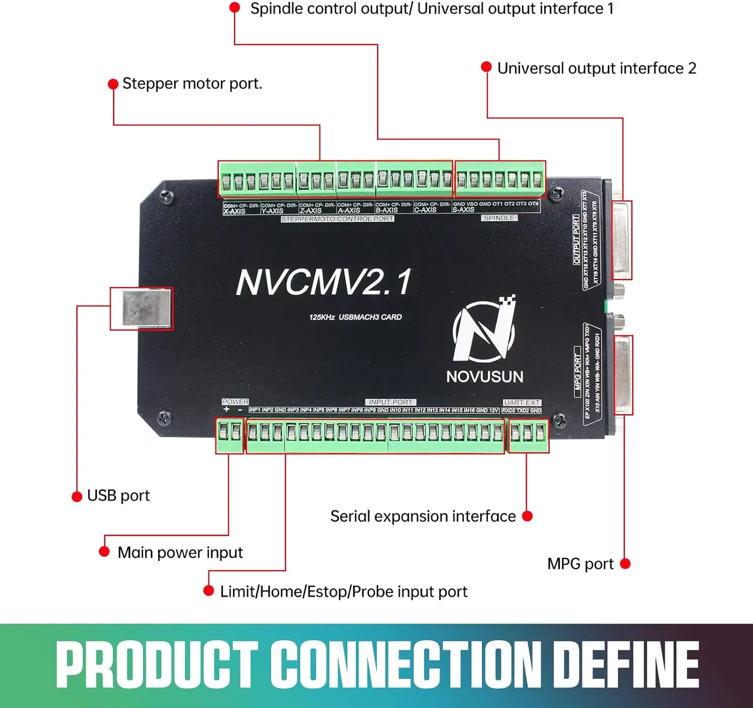 CNC Motion Control Board | 6-Axis USB Interface | 12-32VDC for Stepper Motors - Thumbnail 3